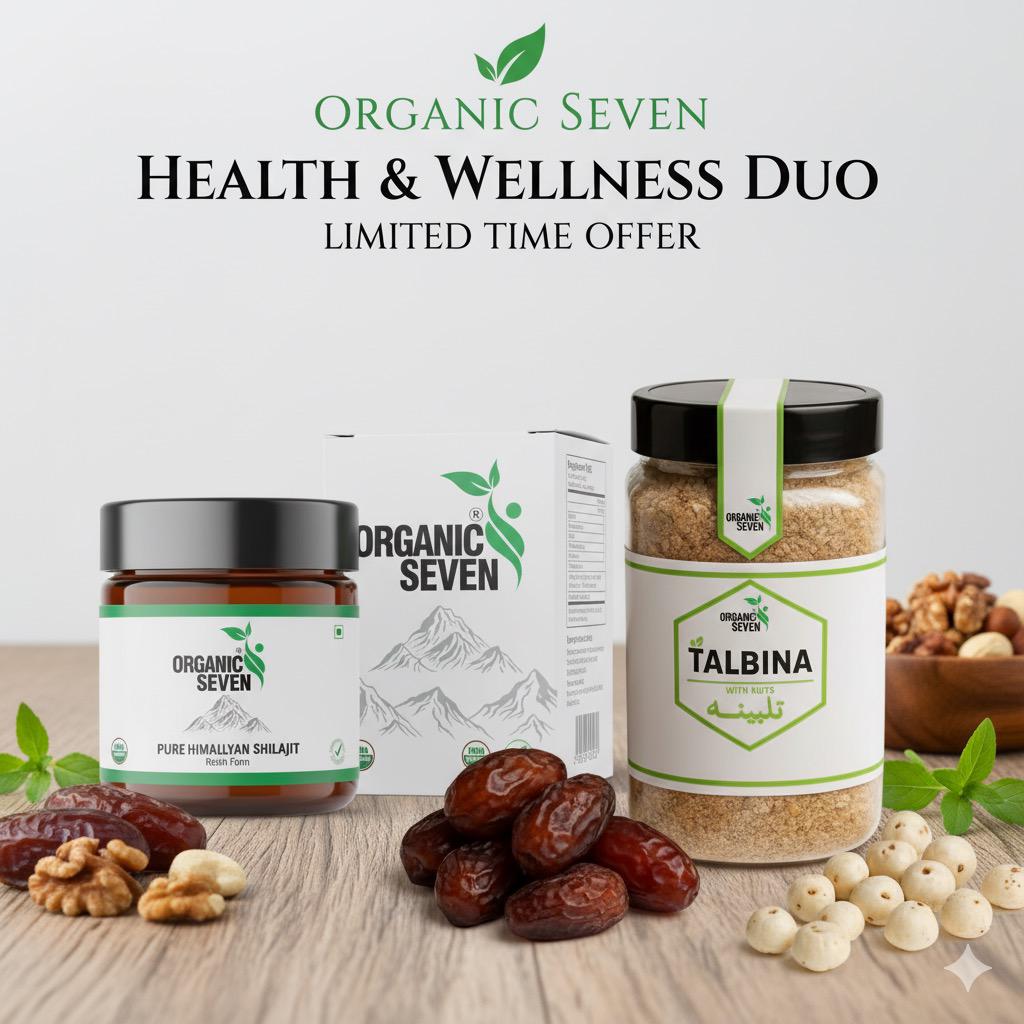 🌿 Organic Seven Health & Wellness Duo – Shilajit & Talbina Combo ✨