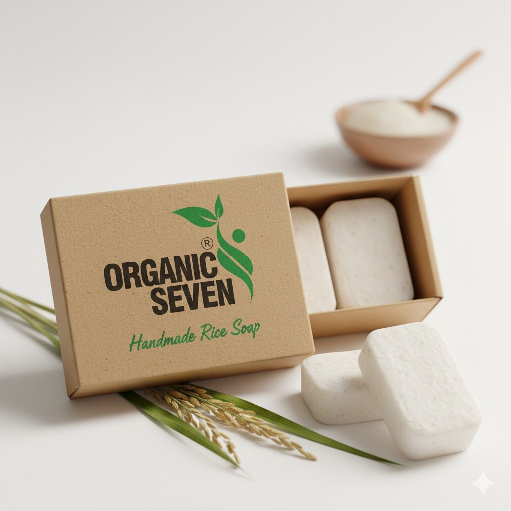 🌿 Organic Seven Handmade Rice Soap - Natural Skincare Bar 🌾
